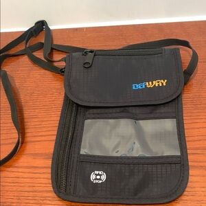 Black RFID Blocking Crossbody Passport Travel Bag Wallet